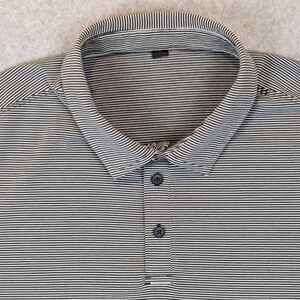 Lululemon Evolution Black and White Striped Golf Polo Shirt